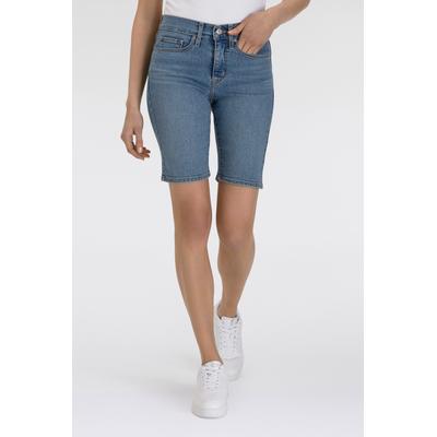 Shorts LEVI'S "SHAPING BERMUDA", Damen, Gr. 26, N-Gr, camp denim short, Web, Obermaterial: 80% Baumwolle, 19% Polyester, 1% Elasthan, unifarben, casual, regular fit kniefrei, Hosen, Sommerhose im Five-Pocket Style Image