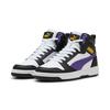 Sneaker PUMA "REBOUND V6 MID JR", Kinder, Gr. 39, puma weiß, team violet, puma schwarz, mehrfarbig, sportlich, Schuhe