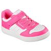 Sneaker SKECHERS "QUICK STREET", Kinder, Gr. 31, pink (pink, weiß), Lederimitat, kontrastfarbene Details, sportlich, Schuhe, Retro Sneaker mit Klettverschluss, Größenschablone zum Download