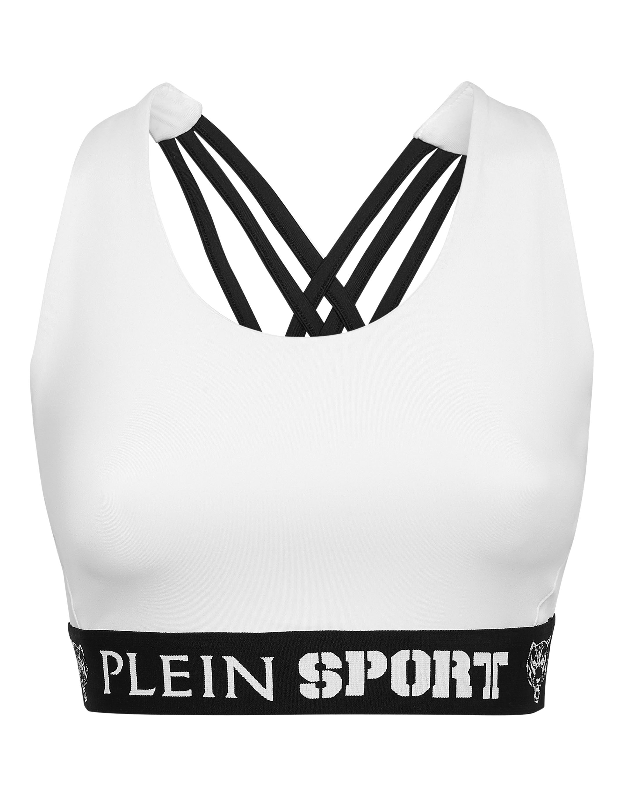 Lauftop PLEIN SPORT "Sport Top", Damen, Gr. S, weiß (01, weiß), Obermaterial: 90% Polyester, 10% Elasthan, Tops