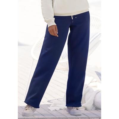 Sweathose H.I.S, Damen, Gr. 36/38, N-Gr, blau (dunkelblau), Sweatware, Obermaterial: 60% Baumwolle, 40% Polyester, unifarben, casual, bequem lang, Hosen, mit elastischen Tunnelzugbund Image