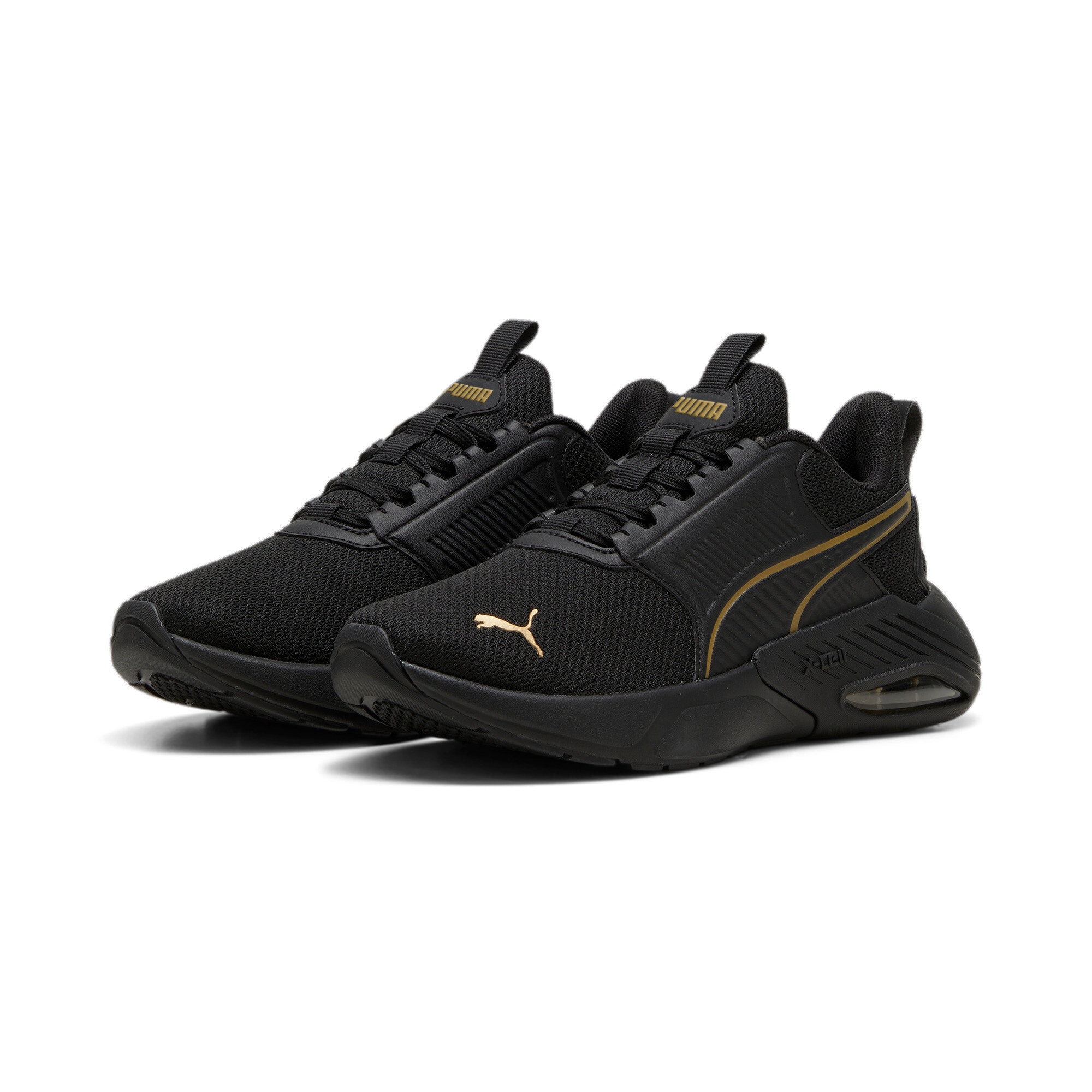 Sneaker PUMA "X-CELL NOVA FS", Herren, Gr. 47, schwarz (puma schwarz, gold), Textil, Schuhe Sneaker