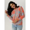 Shirtbluse ANISTON SELECTED, Damen, Gr. 48, bunt (orange, hellblau, weiß), Cru00eape, Obermaterial: 97% Polyester, 3% Elasthan, gemustert, geblümt, bedruckt, casual, figurumspielend hüftbedeckend, Rundhals, Langarm Bündchen, Blusen Druckbluse, mit...