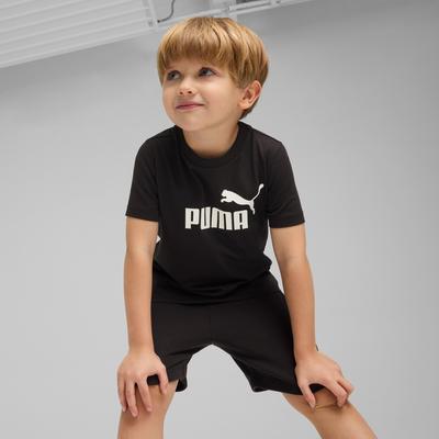 T-Shirt PUMA "ESS NO. 1 LOGO TEE PS", Kinder, Gr. 122, schwarz (puma schwarz), Jersey, Obermaterial: 100% Baumwolle, bedruckt, sportlich, regular fit normal, Rundhals, Kurzarm, Shirts Image