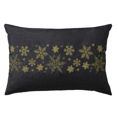 Kissenbezug DREAMS "Schneeflocke, Weihnachtsdeko", grau (grau, goldfarben), B:40cm L:60cm, Polyester, Obermaterial: 100% Polyester, Kissenbezüge, mit aufwendiger Stickerei Image