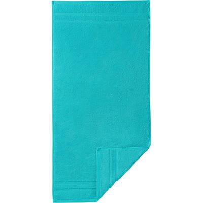 Badetuch EGERIA "Micro Touch", blau (türkis), B:70cm L:140cm, Walkfrottee, Obermaterial: 100% Baumwolle, Handtücher (Packung), Uni Programm mit Streifenbordüre, extrem saugfähig, reine Baumwolle Image