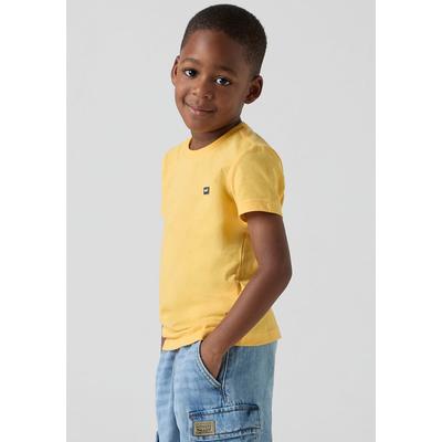 T-Shirt LEVI'S KIDS "LVB BATWING CHEST HIT", Jungen, Gr. 8 (128), banana, Single Jersey, Obermaterial: 60% Baumwolle, 40% Polyester, casual, Basic schmal hüftlang, Rundhals, Kurzarm, Shirts, for BOYS Image