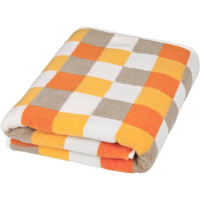 Duschtuch ROSS "Würfelfond", ginster, dahlie, cappuccino, weiß, B:75cm L:140cm, Frottier, Baumwolle, Handtücher (Packung), 100% Baumwolle Image