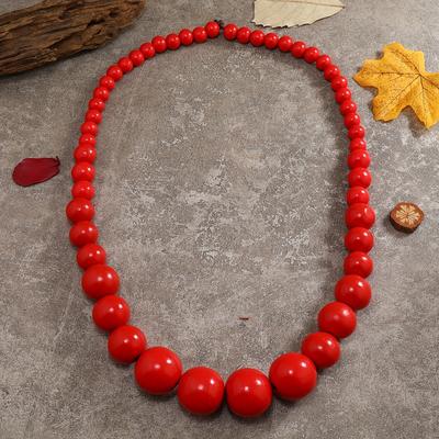 TEMU 1pc Bohemian Vintage Style Handcrafted Wooden Bead Necklace, Classic Fashion Versatile Accessory For Daily And Gift Occasions, Jewelry Image