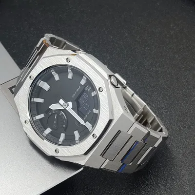 Hontao GA2100 Casioak 5th Gen Stainless Steel Watch Case Band with Replaceable Rubber Strap for Casio G Shock GA-2100/B2100/2110