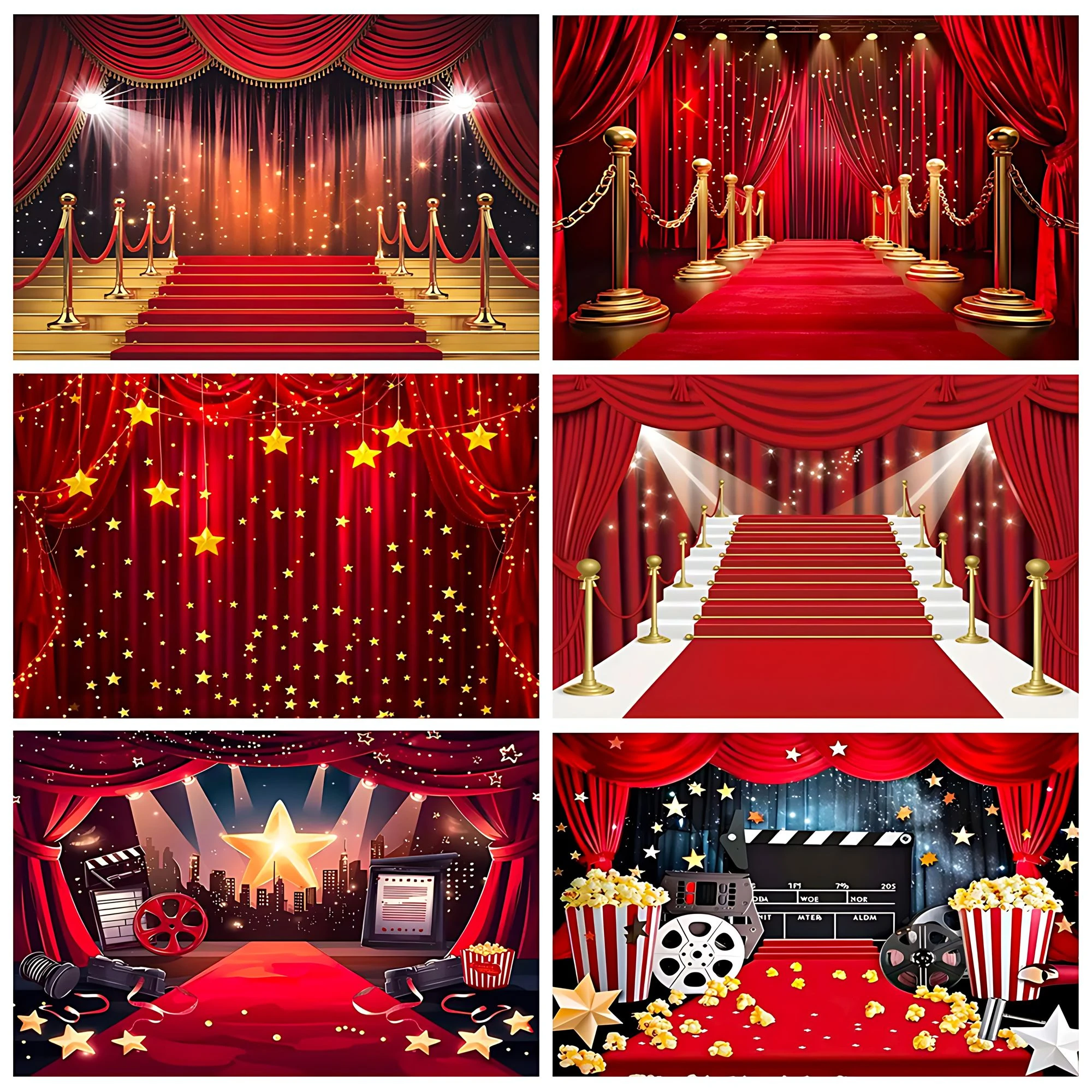 Film Nachtstar Roter Teppich Thema Hintergrund Kino Hollywood-Film Event Fotoshooting Requisite Erwachsene Geburtstag Party Dekoration Banner Image