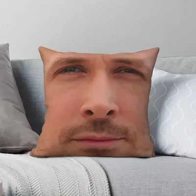 1 Stück Ryan Gosling Face Druck Quadratischer Kissenbezug Polyester Muster Reißverschluss Dekor Image