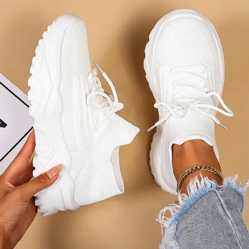 Frau Plattform Sportschuhe atmungsaktive Turnschuhe Mode Damen Turnschuhe Körbe Femme Slip auf lässigen Frauen Socken Schuhe Größe 44