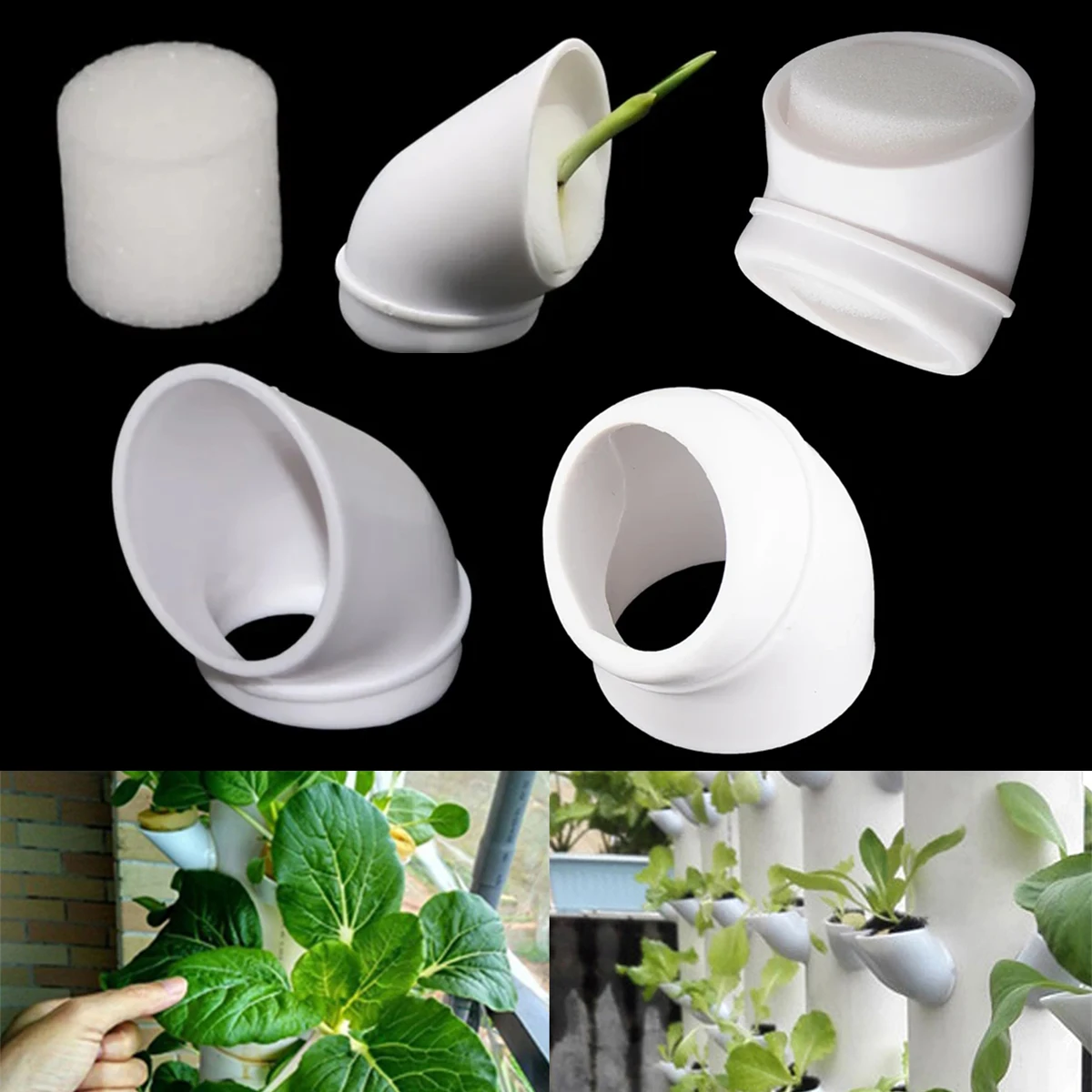 10 Stück PVC-Rohr, erdlos, Hydrokultur, feste Pflanzenbecher und Schwämme, Durchmesser 32 mm, Schnittstelle, Pflanzen, Gemüse, Samen, Pflegebecher Image