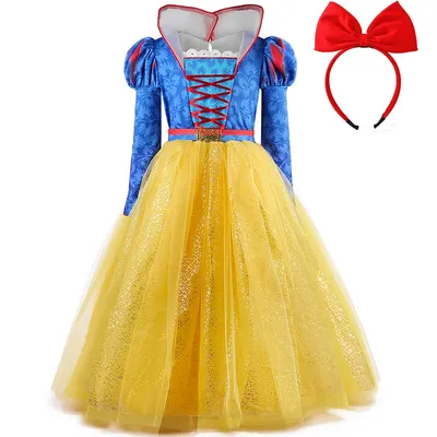 Kinder Karneval Cosplay Kostüm Druck Mesh Schnee Prinzessin Kleid Für Mädchen Geburtstag Party Halloween Märchen Charakter Outfits Image