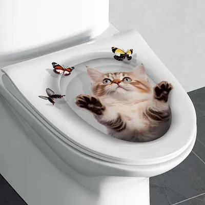 1 Stück Toilettenaufkleber mit gruseliger Katze – einzigartiger Heimdekorationsaufkleber für eine lustige Atmosphäre Image