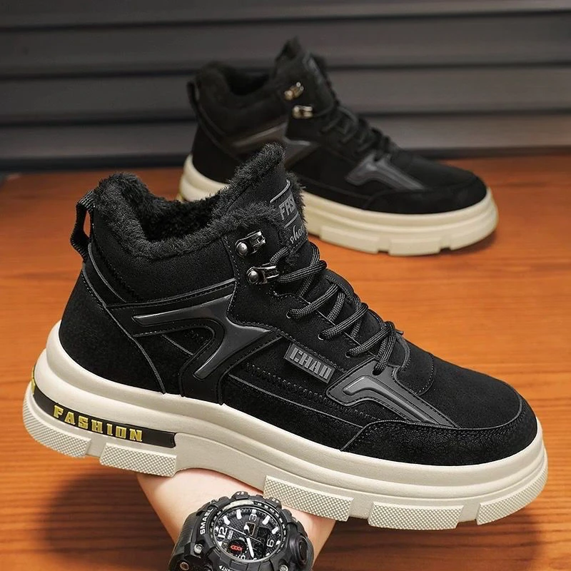 Herrenschuhe, Winter, warme, hoch geschnittene Stiefel für Herren mit Fellplattform, heißer Verkauf, bequemer Verkauf, lässig, klassisch, Größe 44, Angebot günstig