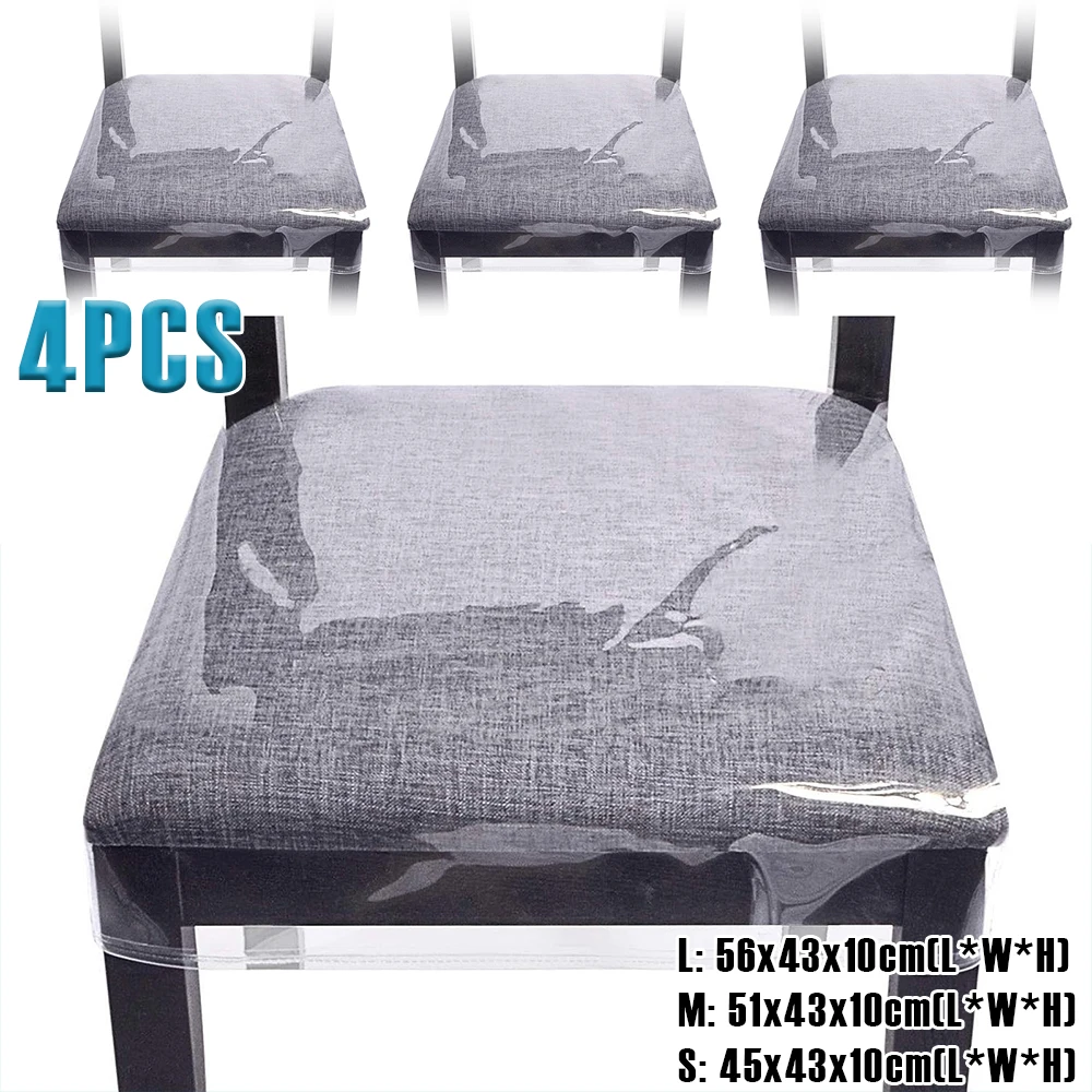 4 Stücke Transparente Stuhlhusse PVC Wasserdicht Esszimmerstuhl Sitzbezug Möbelschutz S/M/L Klare Sitzkissen Protektoren