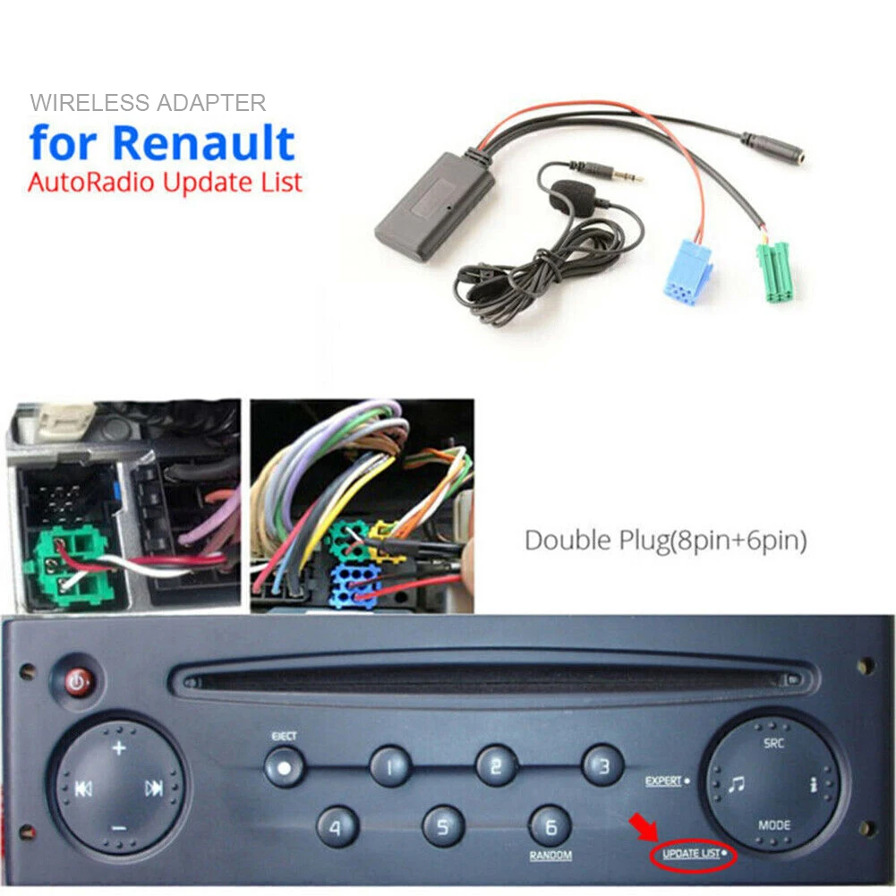 Audio-Kabel adapter mit Mikrofon Auto Bluetooth-kompatibles Modul Aux in Radio Stereo Aux Kabel adapter für Renault Update Liste Radio Image