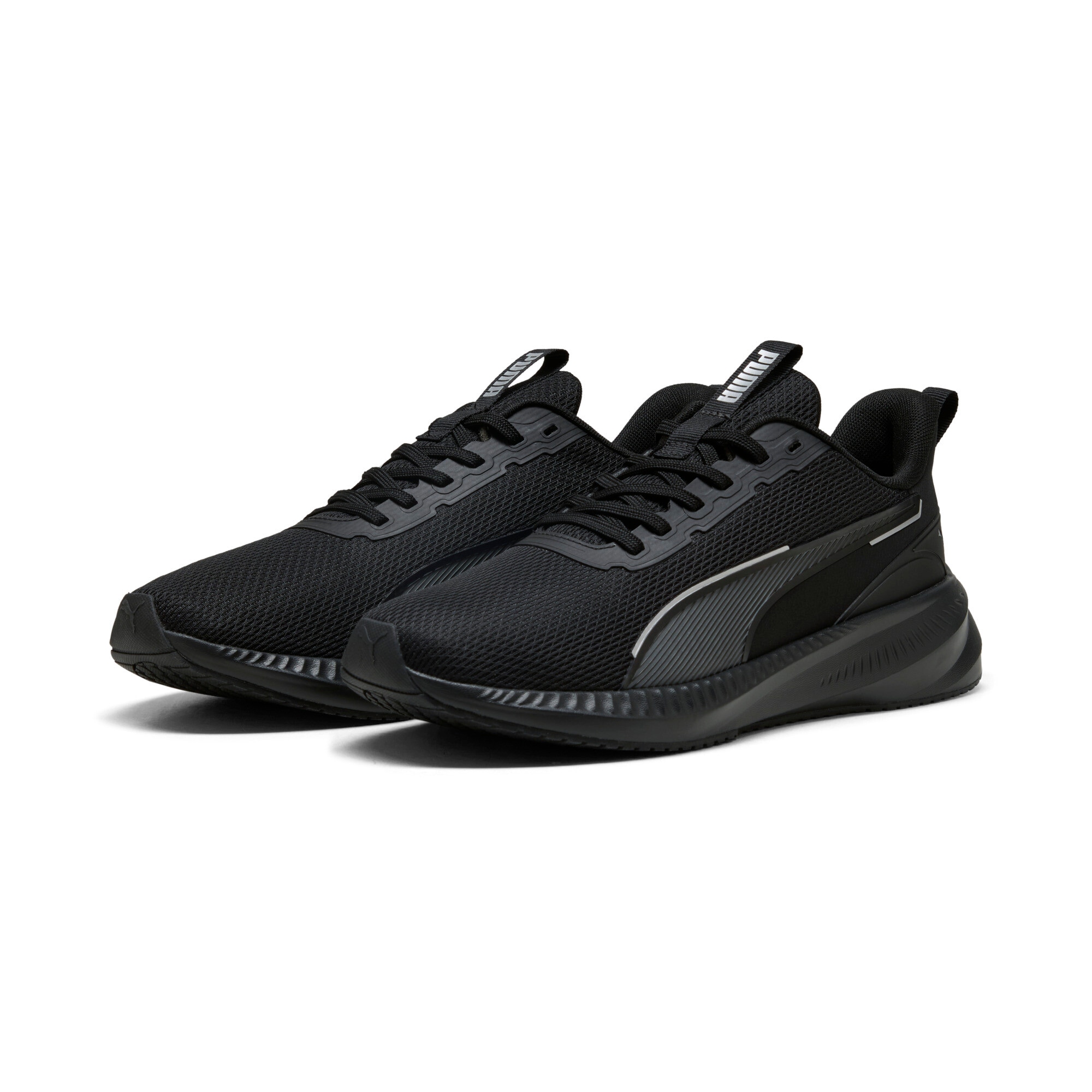 Laufschuh PUMA "FLYER LITE 3", Damen, Gr. 46, schwarz (puma schwarz, puma schwarz, puma silber), Textil, Schuhe Laufschuh