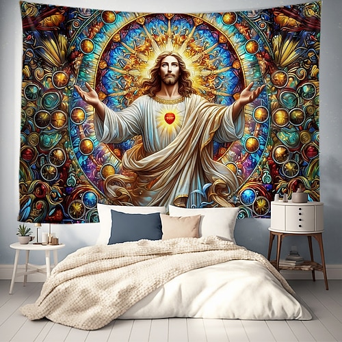 Hängender Teppich Jesus Kreuz Wandkunst Großer Wandteppich Mural Dekor Fotografie Hintergrund Decke Vorhang Heim Schlafzimmer Wohnzimmer Dekoration Image