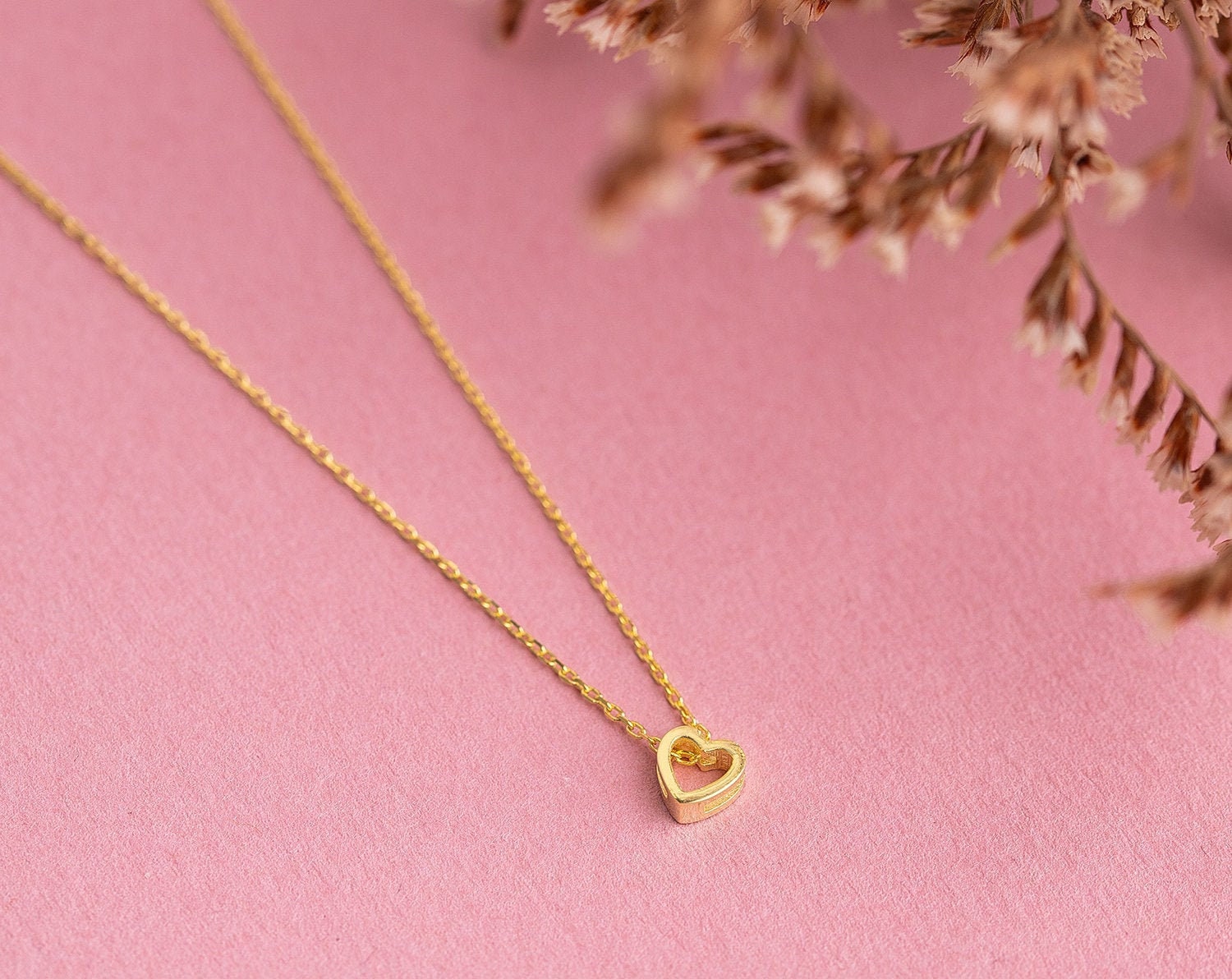 Collane a forma di cuore in oro, collana a forma di cuore minuscolo, collana a forma di cuore a strati, cuore minimalista, cuore in oro rosa, cuore in