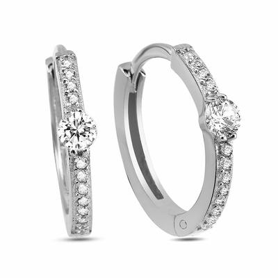 dKeniz - Creolen 925/- Sterling Silber Zirkonia weiß 1 ct Weiss Damen