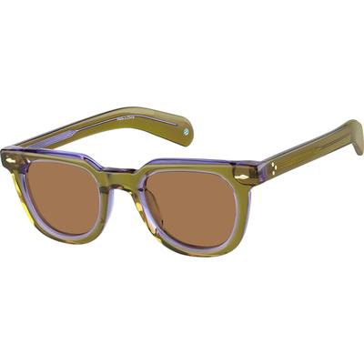Zenni Women's Square Rx Sunglasses Green Plastic Full Rim Frame