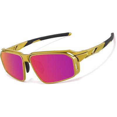 Zenni Sunglasses Gold With Rose Gold Mirror Plastic Full Rim Frame