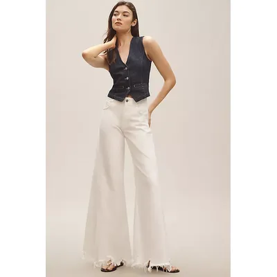 The Adi Mid-Rise Frayed Relaxed Flare Jeans by Pilcro