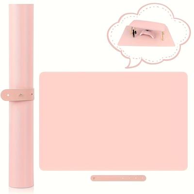TEMU Elegant Pink Nail Art Mat - Soft, Foldable & Versatile For Manicure & Pedicure, Durable Nail Tool Holder With Storage Compartment, Home Use, Nail Accessories Image