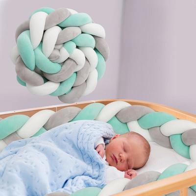 Baby Nestchen handgewebte strapazierfähige und waschbare Bettumrandung aus Schlangenlinien grau