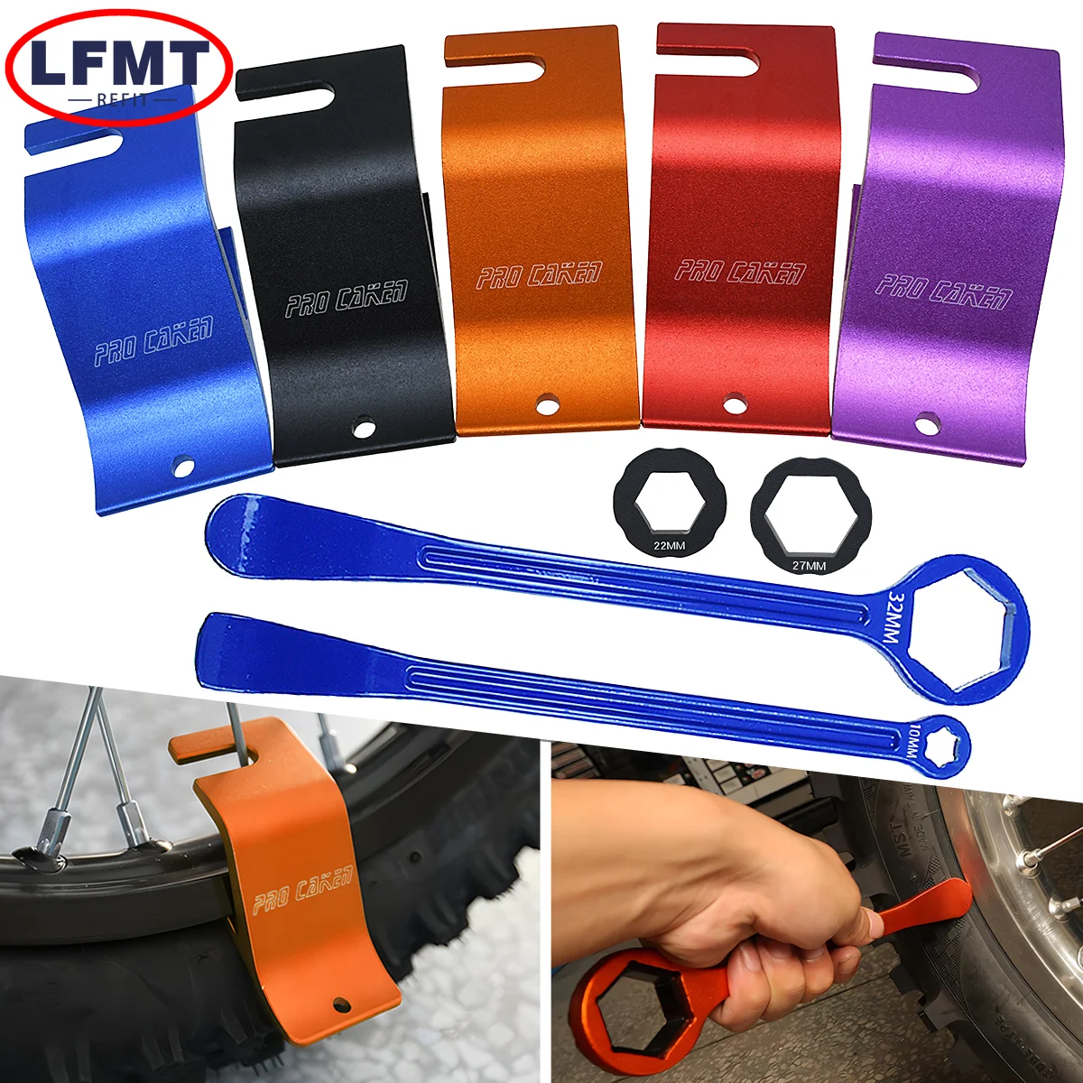 Motocross Universal CNC Reifen Werkzeug Hebel Löffel Achse Schlüssel Reifen Ändern Für Husqvarna KTM Honda Suzuki Kawasaki Yamaha SHERCO Beta Image