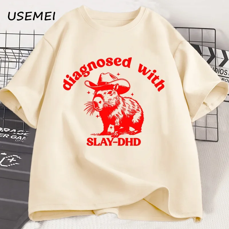 Retro diagnosti ziert mit Slay DHD T-Shirts Männer lässig übergroße Grafik T-Shirts lose Baumwolle T-Shirt Kleidung Streetwear Harajuku T-Shirt