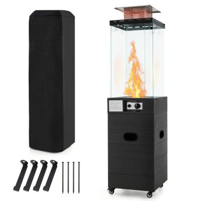 Costway 40000 BTU Patio Heater Outdoor Propane Gas Heater with Cover and Wheels-Black