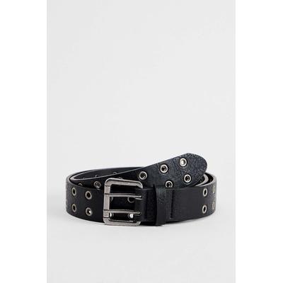 UO Black Double Eyelet Belt - Black S/M at Urban Outfitters