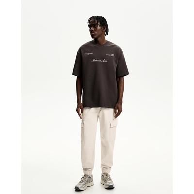 Bershka Slim Fit Joggers Men L Sand
