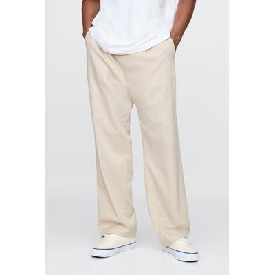Gap Mens Beige UltraSoft Pleated Trousers - Beige