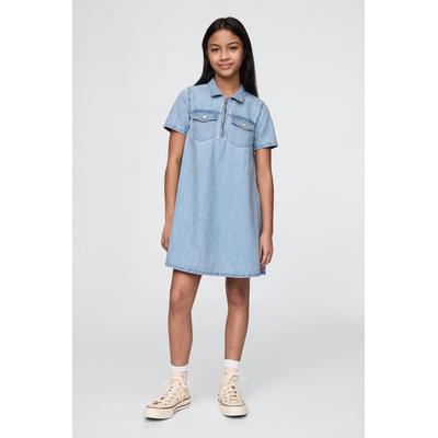 Gap Girls Blue Denim Pocket Quarter Zip Dress (4-13yrs) - Blue