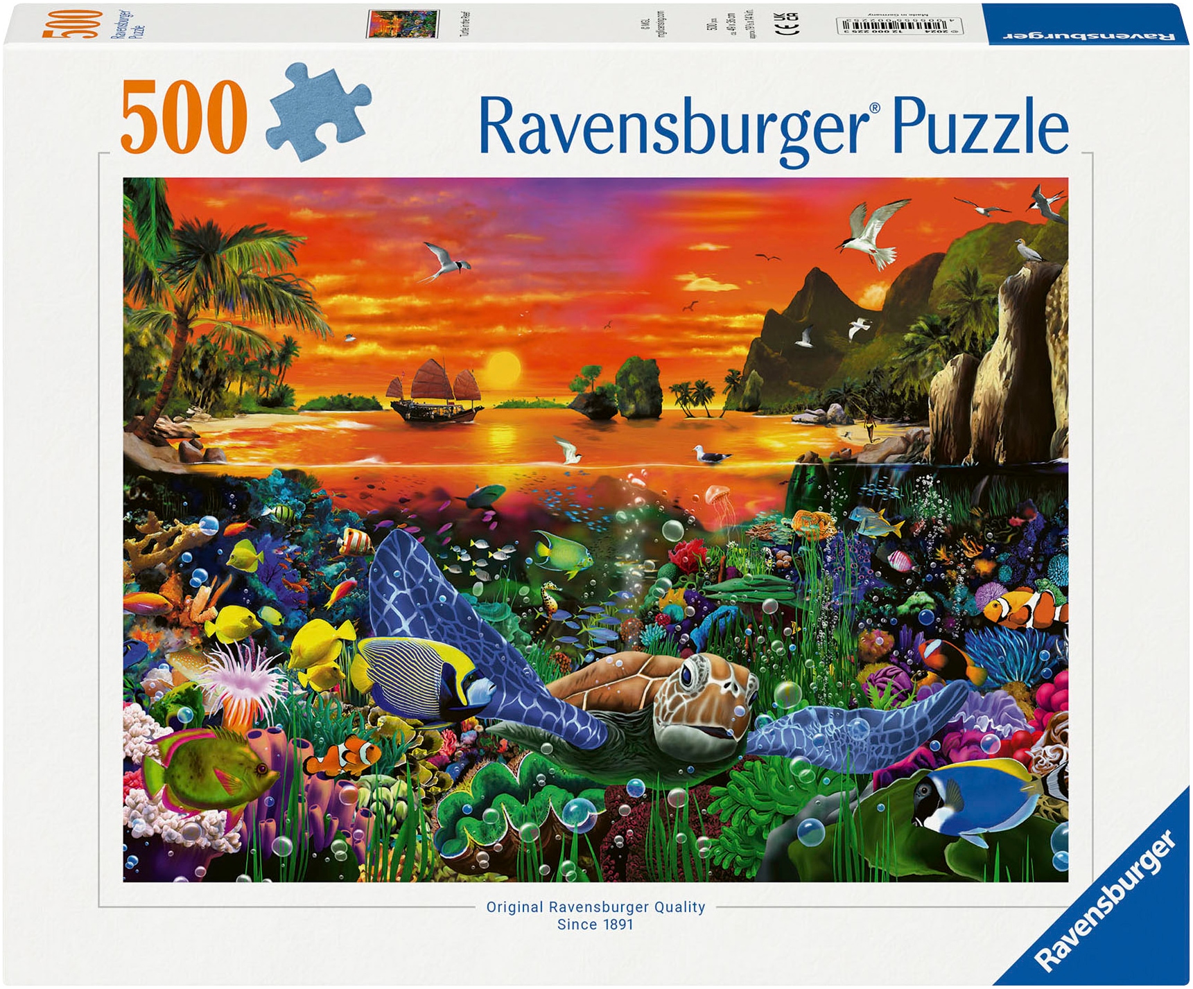 Puzzle RAVENSBURGER "Schildkröte im Riff", bunt, Puzzles, KinderB:49cm H:36cm, Made in Germany, B:49cm H:36cm Image