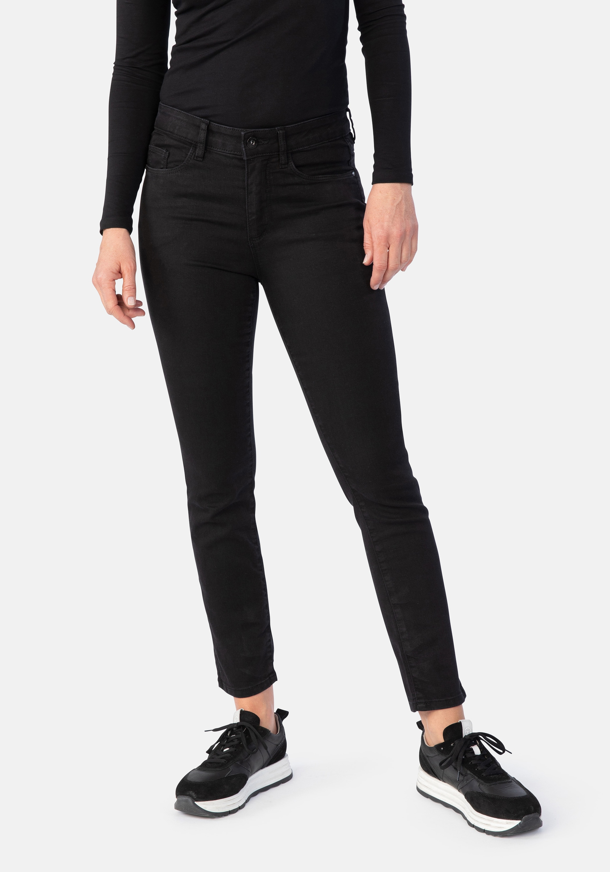 5-Pocket-Jeans STOOKER WOMEN "Florenz Denim Slim Fit", Damen, Gr. 40, Länge 28, schwarz (schwarz denim), Denim/Jeans, 82% Baumwolle, 17% Polyester, 1% Elasthan, slim fit lang, Jeans 5-Pocket-Jeans, Slim Fit Casual Clean Wash Denim Jeans für Damen