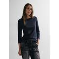 3/4-Arm-Shirt CECIL "Basic Boatneck", Damen, Gr. XXL (46), blau (universal blau), Jersey, Single Jersey, Obermaterial: 100% Baumwolle, unifarben, casual, regular fit hüftlang, U-Boot-Ausschnitt, 3/4-Ärmel abgesteppte Kante, Shirts, mit...
