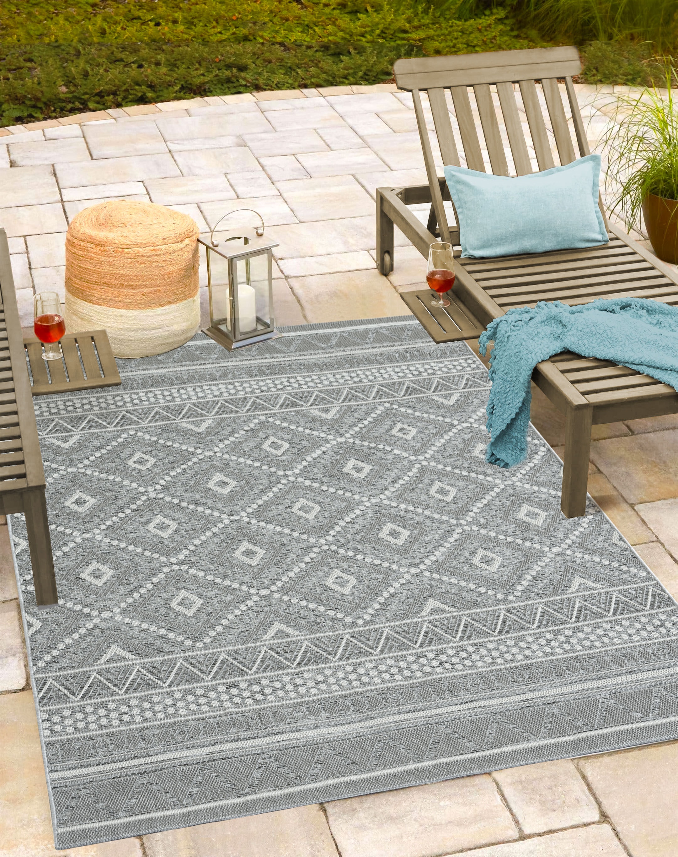 Teppich THE CARPET "Calgary", grau, B:160cm H:1mm L:220cm, Polypropylen, Teppiche, moderner robuster In und Outdoor Teppich Image