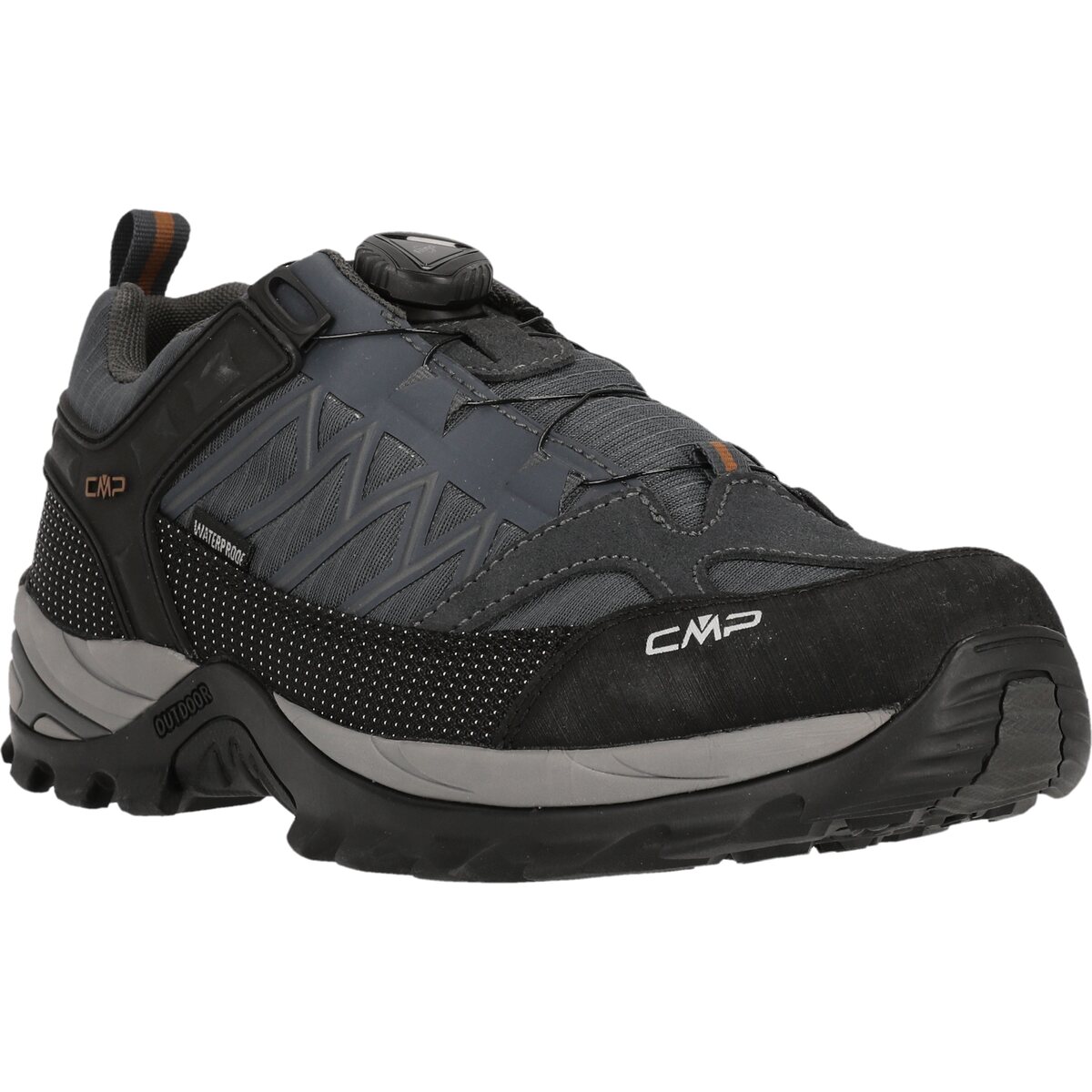 Wanderschuh CMP "RIGEL LOW FITGO TREKKING SHOES WP", Damen, Gr. 43, antracite, arabica, Leder, Synthetik, Schuhe Wanderschuh, wasserdicht