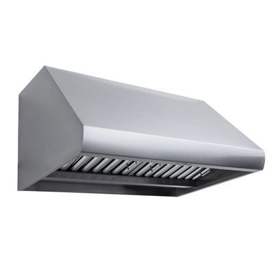 Wall-Mounted Range Hood, Convertible to Ductless, 1000/2000 CFM, Stainless Steel Finish, Outdoor Rated | Proline PLJW 109 / 48 inches wide / 430 Stainless Steel (indoors) / Dual motor (2000 CFM)