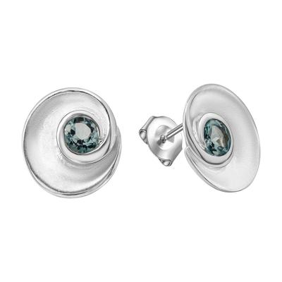 Celesta - Ohrring 925 Silber mattiert 925/- Sterling Silber Blautopas beh. blau Ohrringe 1 ct Weiss Damen