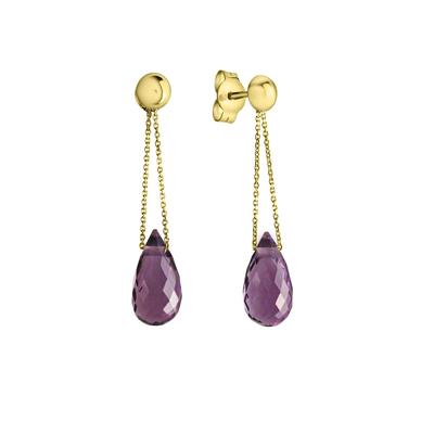 Celesta Gold - Ohrring 375/- Gold Amethyst lila Ohrringe 1 ct Weiss Damen