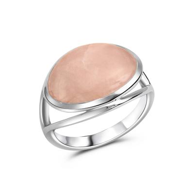 Celesta - Ring 925/- Sterling Silber Rosenquarz rosa Ringe 1 ct Weiss Damen