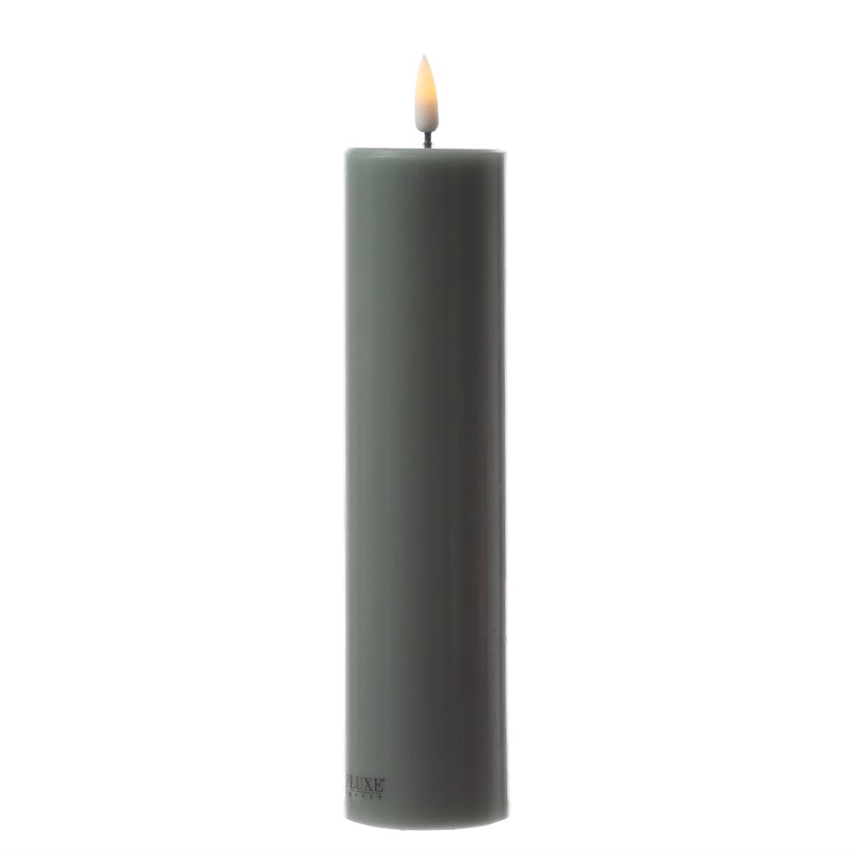 283 LED Kerze Mia Deluxe Echtwachs flackernde Flamme H: 20cm D: 5cm salbeigrün Image
