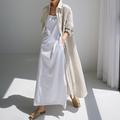 Femmes Robe Longue Maxi Robe Robes inspirées du lin Robe Chemise Robe Décontractée Robe en coton et lin Élégant Occasionnel Vacances Quotidien Date Coupe régulière Uni manche longue Revers Noir bleu